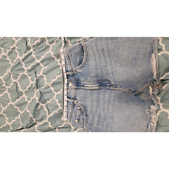 Zara Distressed Denim Mini Skirt Womens Small Raw Hem Light Wash - Picture 6 of 8